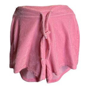 Pink Stretch Velvet Draw String Shorts